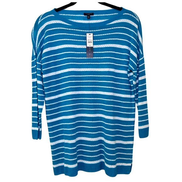 📦🛍️ Talbots Teal and White Striped Sweater - Picture 3 of 5